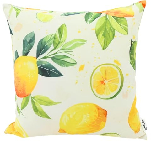 CB Home & Style Outdoorkissen Gartenkissen Wasserabweisend Wasserfest 45 x 45 cm mit Füllung Zitrone Orange (Zitrone4)