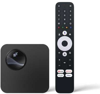 RockTek GX1 UHD Streamer - Google TV 4K UHD Streaming Player, HDR, Dolby Vision & Atmos, Wifi6 - AISR, AIPQ, QMS - Realtek RTD1325 Chip - Voice Remote, Live TV, Google Cast, Smart Home Control