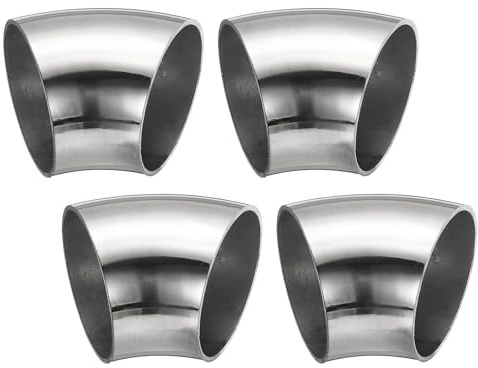 PATIKIL 4 Stück Edelstahl Rohrbogen 45 Grad Bogen, 40mm ID Stahl Auspuffbogen Auspuffrohrverbinder Edelstahlbogen 304 Edelstahl Rohr für Auspuffrohr Treppengeländer Auto HVAC