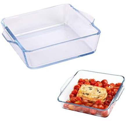 MINZHI Teglia da forno in vetro borosilicato, da 0,5 l, piccola teglia in vetro borosilicato, adatta per microonde, forno, frigorifero, lavastoviglie 15 x 13 x 4