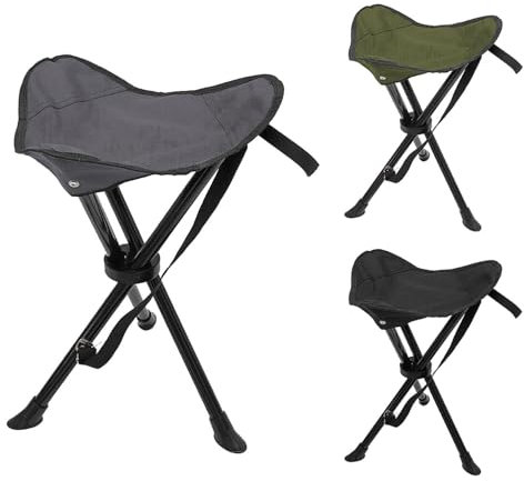 3-Bein Hocker Anglerhocker Klapphocker Campinghocker Falthocker Outdoor Tragegurt max 100Kg Tragbar faltbar, Farben:Grau
