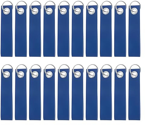Generisch 20 Stück Schlüsselanhänger Filz,Schlüsselanhänger Rohling mit Edelstahl Ring Blanko Filzanhänger Beschriftbar Schlüsselring für DIY Handwerk Dekoration Taschen Basteln Geschenk (Dunkelblau)