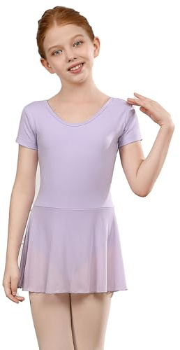 ZYXWVU maillot de gimnasia rítmica para niña - vestido de algodón - maillot niña para patinaje artístico，(morado,140)