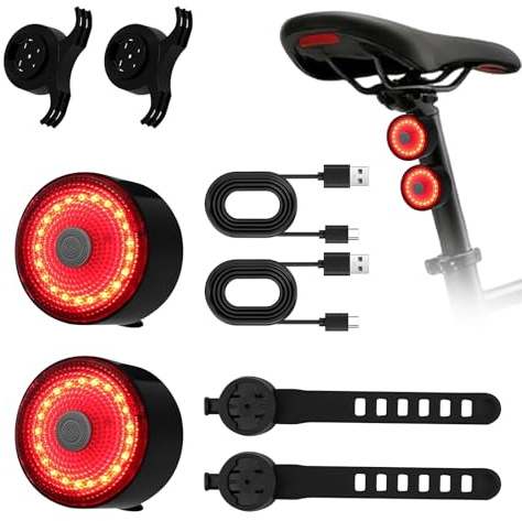 Bike Tail Light 2 Pack, Ultra Bright Bicycle Rear Light for Night Riding & Daytime Safety, USB-C Rechargeable LED Rear Bike Light with 5 Modes,10H Runtime - Waterproof Tail Light for Road Biking