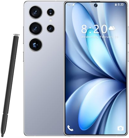 Smartphone S25 Ultra Sbloccati, 16 GB 1 TB, Fotocamera AI Da 72 MP 108 MP, 8000 MAh, Doppia SIM, 5G/4G, Android 14, Wi-Fi/GPS, Riconoscimento Facciale E Impronta Digitale,Titanium Blue-7.3 Inch