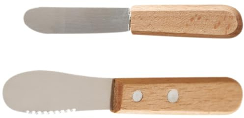 Veemoon Spatule à Fromage en Acier Inoxydable et Bois Lot de 3 set de Couteaux Miniatures 75 CM Lame Dentelée et Lisse Ustensiles Cuisine pour Couper Étaler Beurre Confiture et