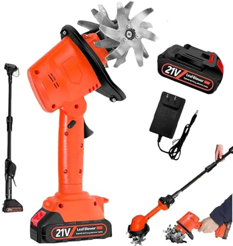 Mini motozappa a Batteria, motozappa Manuale a 235 Giri/min con 4 File, 1 Batteria e Caricabatterie, Larghezza di Lavorazione 5 Pollici per Il Giardinaggio