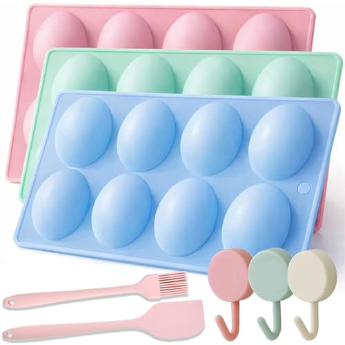 Egg Shaped Silicone Molds for Baking, Pack 24 Cavity Food Grade, Non-Stick Egg Shaped Molds, Oven Safe Easter Egg Silicone Mold, Easter Freezer Molds for Chocolate, Candy, Jello, Cake (A1)