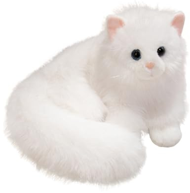 JORCEDI Katze Kuscheltier,Realistische Katze Plüschspielzeug,Begleiter Haustier Plüschtier, Zum Spielen & Kuscheln, Geschenk Für Katzenliebhaber Geschenke (Weiß)