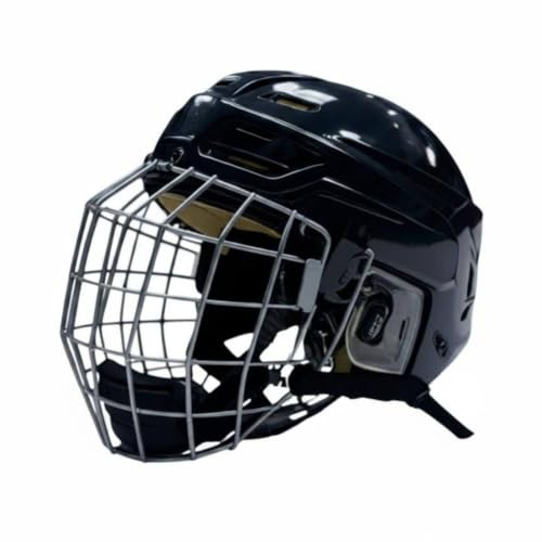 MotiveTech Casco Hockey sobre Hielo Negro Casco Hockey con Rejilla Ligero