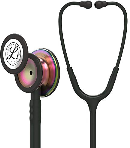 3M Littmann Classic III Monitoring Stethoscope, 5870, More Than 2X as Loud, Weighs Less, Stainless Steel Rainbow-Finish Chestpiece, 27 Black Tube, Stem and Headset