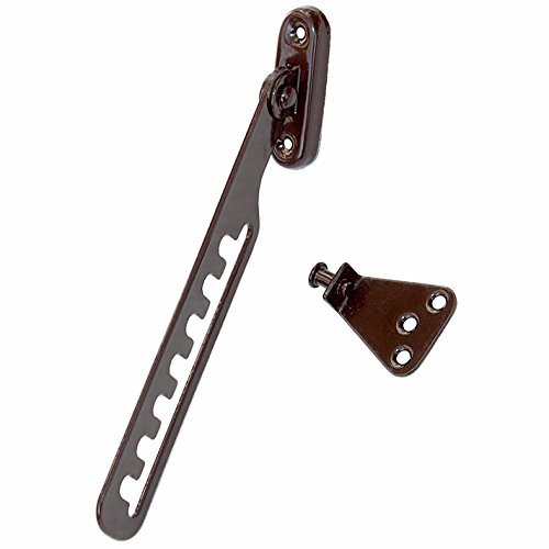 Barra de fijación para ventanas, protección contra inclinación para ventanas, tijera inclinable, cierre de ventana, protección contra golpes, pestillo de ventana (1, lacado marrón)