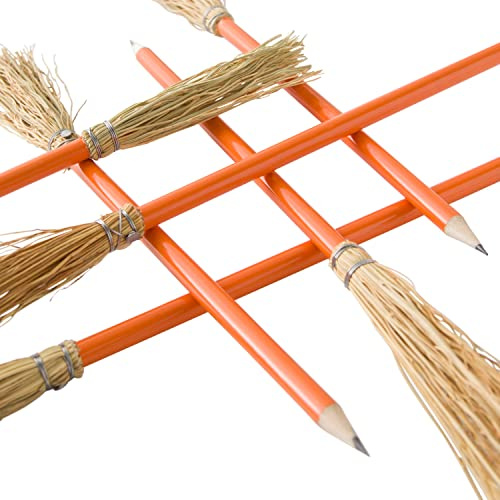 Mendi 12 Bleistifte mit Besen, 26 cm, Orange