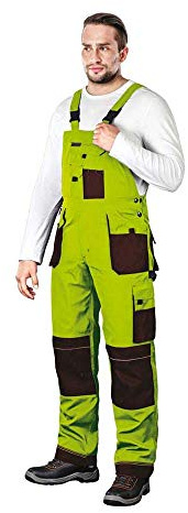 Leber & Hollman Herren Arbeits-Latzhose LH-FMN-B, 65% Polyester 35% Baumwolle 270 g/m2 und Verstärkung aus Cordura-Stoff, mit Taschen für Knieschoner
