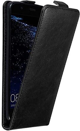Cadorabo Hülle kompatibel mit Huawei P10 LITE Flip Design aus Premium Kunst Leder Flip Klappbare Stoßfeste Magnetische Cover Hülle für Huawei P10 LITE Tasche in Schwarz