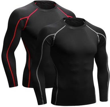 Niksa 2 Stycken Fitness T-shirt Kompressionströja Herr Kortärmad Snabbtorkande Sport Tröja för Löpning, Gym