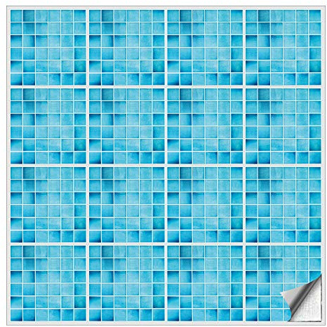 Kiwistar - Set 15 - Autocollants pour carrelage - 14,8 x 14,8 cm - Lot de 100 - Bleu ciel - pour la cuisine, la salle de bain, le dosseret, la bordure, la rénovation, le motif de carreaux