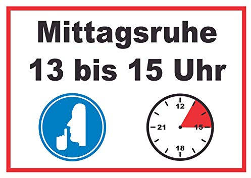 HB-Druck Mittagsruhe 13 bis 15 Uhr Schild A4 (210x297mm)