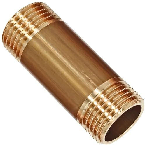 MegaHaustechnik Langnippel 100mm, 1 Zoll, Gewindefitting Messing | Gesamtlänge 100mm, Trinkwasser geeignet, Außengewinde-Außendurchmesser 33mm DN25, Rohrdoppelnippel Verlängerung Stück