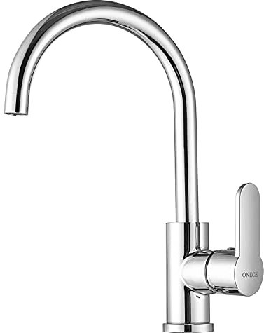 ONECE Rubinetto Cucina, Monocomando Miscelatore con Beccuccio Girevole a 360°, Rubinetti Lavello Acciaio Inox 304, Acqua Fredda e Calda, Aeratore Rimovibile, Cromato