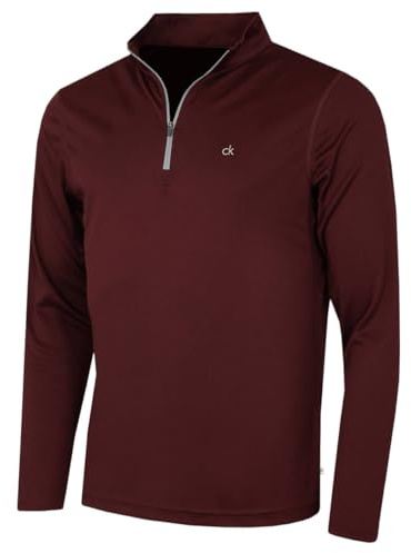 Calvin Klein Mens Harlem 1/4 Zip Pullover - Burgundy - XXL