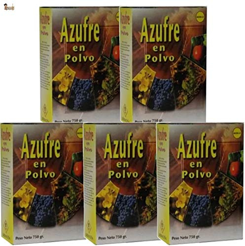 BricoLoco Azufre en Polvo espolvoreo. Anti oídio Plantas. Abono, Fertilizante, fungicida acaricida contra Hongos en Vid, Olivo, cítricos, hortalizas, Rosales y Ornamentales. 750 Gramos. (5)
