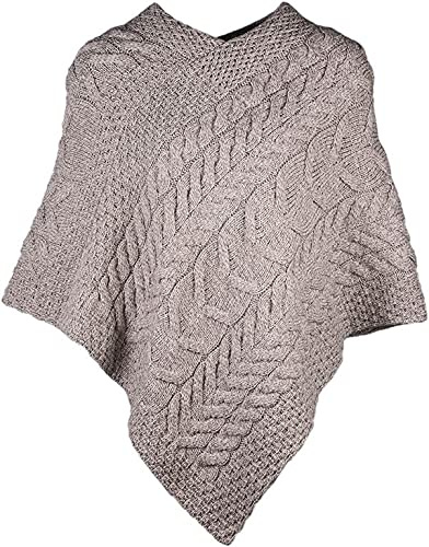 WALKER OCH HAWKES - Dam supermjuk merinoull Trentham Poncho, Marmorgrått, one size