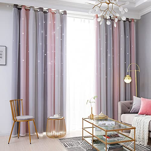 Loyala Stern-Vorhänge, Verdunkelungsvorhänge für Schlafzimmer, Wohnzimmer, lichtblockierend, Kindervorhänge, Mädchen, Kinder, Vorhänge, 274 cm Länge, 2 Paneele, 132 x 274 cm