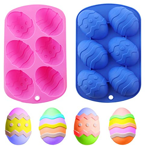 XiXiRan Oeuf de Pâques en Silicone, 2 Pièces Moule à Oeufs de Pâques Antiadhésif, Ensemble de Moules à Oeufs de Pâques, Moulle à Oeufs de Pâques, pour Bonbons,Chocolats, Savons