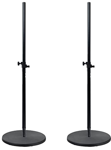 Pronomic Lautsprecherstativ 150cm mit Rundsockel 2X Set, Teller, 0 kg | Schwere Rundsockel für Lautsprecher-Distanzrohre, Mit M20-Gewinde, Aus Gusseisen, Durchmesser: 44 cm, Gewicht: je 9, 0 kg