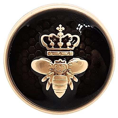 Goldgöre 5 Metall Knöpfe schwarz gold mit Biene mit Öse zum Annähen 23 mm