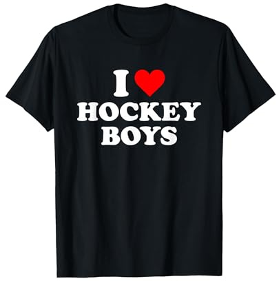 I Love Hockey Boys T-Shirt, Men, Black, Large