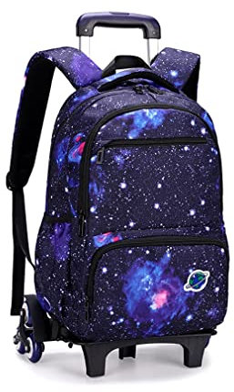 FEEIMOL Trolley Schulranzen Jungen Schulrucksack mit Rollen Schultrolley Trolley Rucksack (Schwarz)