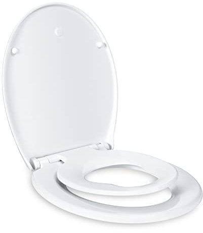 TODOT Abattant WC Familial, Lunette de Toilette avec Siège Enfant Magnétique, Frein de Chute et Charnière Réglable, Abattant WC en Polyéthylène pour Adultes et Enfants