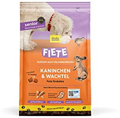 Fiete Senior Kaninchen & Wachtel | 3kg | Trockenfutter für ältere Hunde ab 8 Jahren | Getreidefrei | Leicht verdaulich | Hundefutter trocken mit viel frischem Fleisch | Protein- & fettreduziert