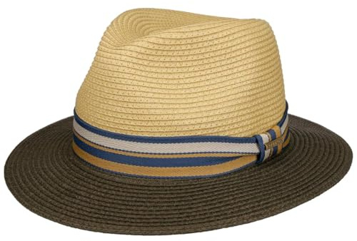 Stetson Romaro Toyo Traveller Sombrero de Paja Hombre Protección UV 40+ ala Ancha Cinta de groguen Primavera Verano