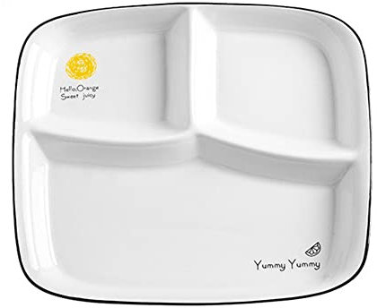 OnePine Assiette Regime Ceramique, Assiette Nutrition Dietetique, Assiette Controle de Portion pour Salade, Dessert, Nouille, Bifteck, Petit déjeuner (Orange)