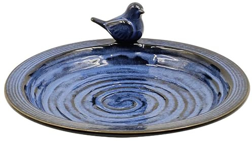 Dehner Natura Vogeltränke Doppio, Ø 31.5 cm, Höhe 5 cm, Steinzeug, blau