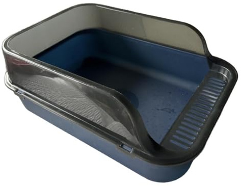 MagiDeal Cat Litter Box,Cats Litter Pan with High Side,Splashproof Cat Sand Box Semi Closed Cat Toilet Open Top Pet Litter Tray, Blue