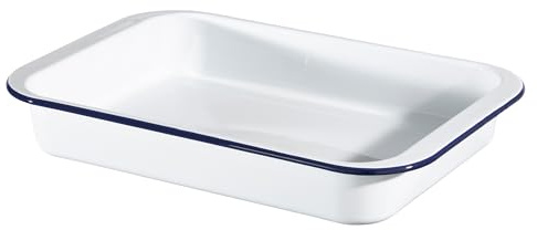 Hairy Bikers Enamelled Cookware, Large Roaster, Steel, PFOA Free, Oven Safe, Dishwasher Safe, White