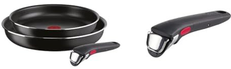 Lagostina Ingenio Essential Plus Set di Pentole e Padelle Antiaderenti in Alluminio per Gas e Forno & Ingenio Induction Manico Rimovibile Resistente fino a 10 kg, Fissaggio Sicuro a 3 Punti