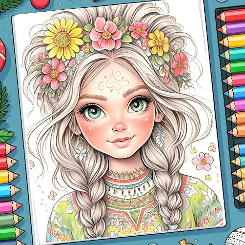 Flowers & Fairy Coloring Book - Fun and Cute Coloring Pages for kids ages 8-12