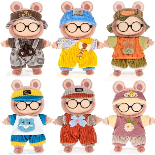 Insgesamt 6 Sätze Mode Stil 17cm Puppe Kleidung Kleid & Zubehör enthalten Hut, Tops, Hosen- süße Kleidung für Dress up einzigartigen Stil (Puppe Nicht enthalten)