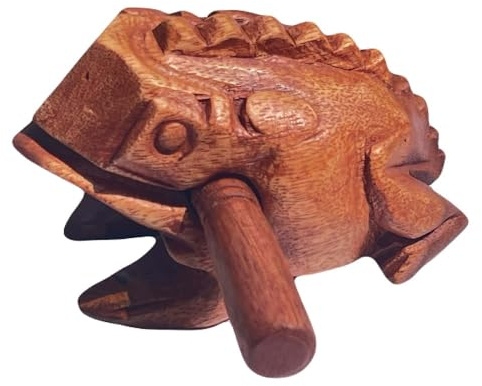 10,2 cm brauner thailändischer Guiros Percussion-Instrumente Holzfrosch, Musikinstrument, Heimdekoration, handgefertigte Dekoration (Braun, 10,2 cm)