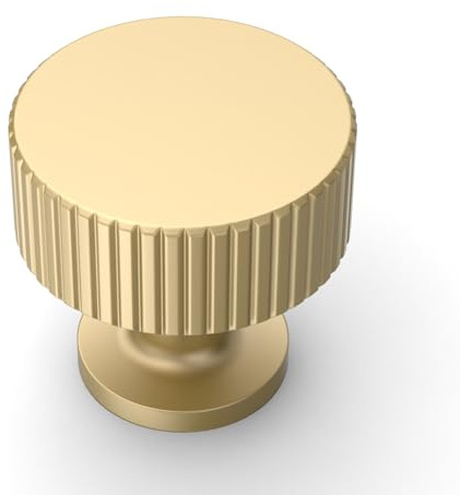 Amerdeco 10 Pack 1.3 Inch(32MM) Cabinet Knobs, Brushed Gold Dresser Drawer Knobs for Bathroom Cabinets AM020