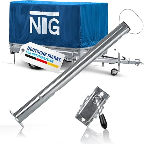 NTG Anhänger Stütze 600 mm 300 kg Traglast Ø48 mm - höhenverstellbar Stahl | Stützfuß Stützrad für PKW Wohnwagen Caravan witterungsbeständig mit Griff - Kfz Werkstatt Zubehör Ø48mm