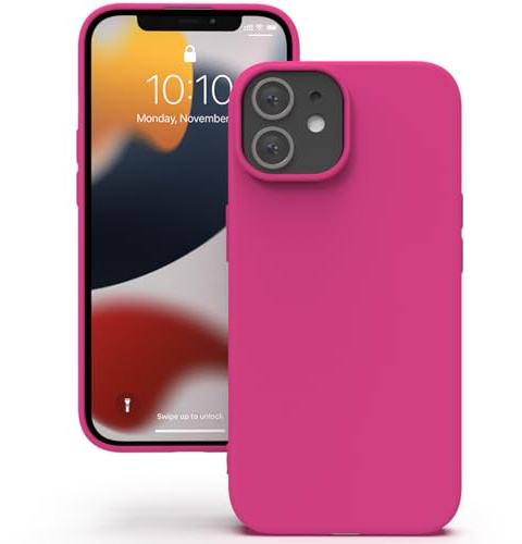 YATWIN Cover per iPhone 12 Mini, Custodia in Silicone Morbido con Tagli di Precisione per Fotocamera, Design Ultra Sottile, Protezione 360° con Bordi Rialzati, ‌Magenta‌