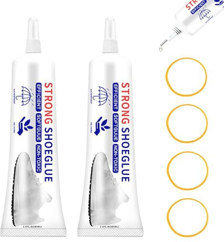 Colla per Forte - Supercolla Trasparente 120ml per Scarpe in Pelle e Stivali, Adesivo per Riparazione Istantanea Sportive (60ml*2)
