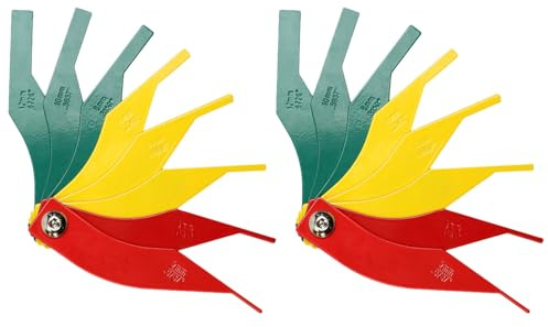 VKVXCLON 2 Pack Brake Lining Thickness Gauge, Automotive Brake Pad Measuring Tool 8-in-1 Brake Lining Gauge Set, Color Coded/SAE & Metric/Heavy Duty Brake Lining Measuring Tool