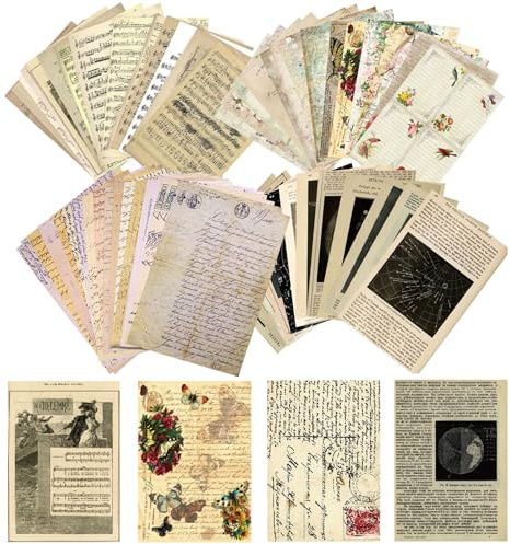 120 Hojas Papel Decorativo Scrapbooking Vintage para Manualidades